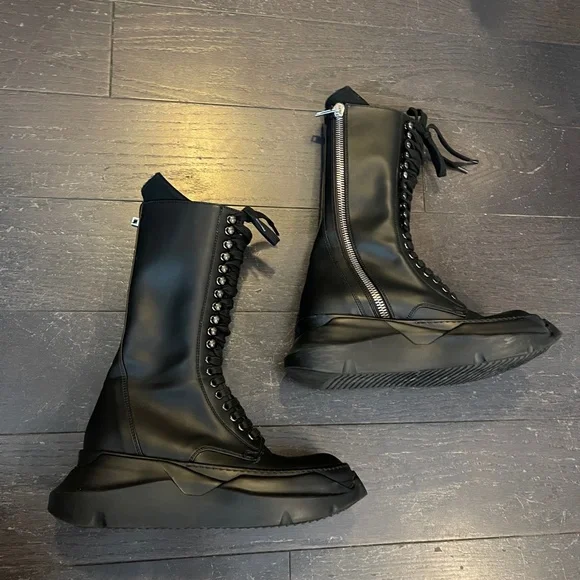 Rick Owens DRKSHDW black leather High Lace-Up Mod Military Boots IT 39 HTF - Picture 6 of 13